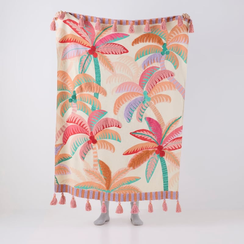 Fiesta Palm Brown & Pink Tufted Throw