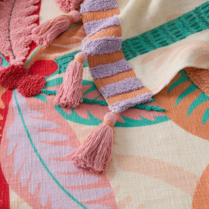 Fiesta Palm Brown & Pink Tufted Throw