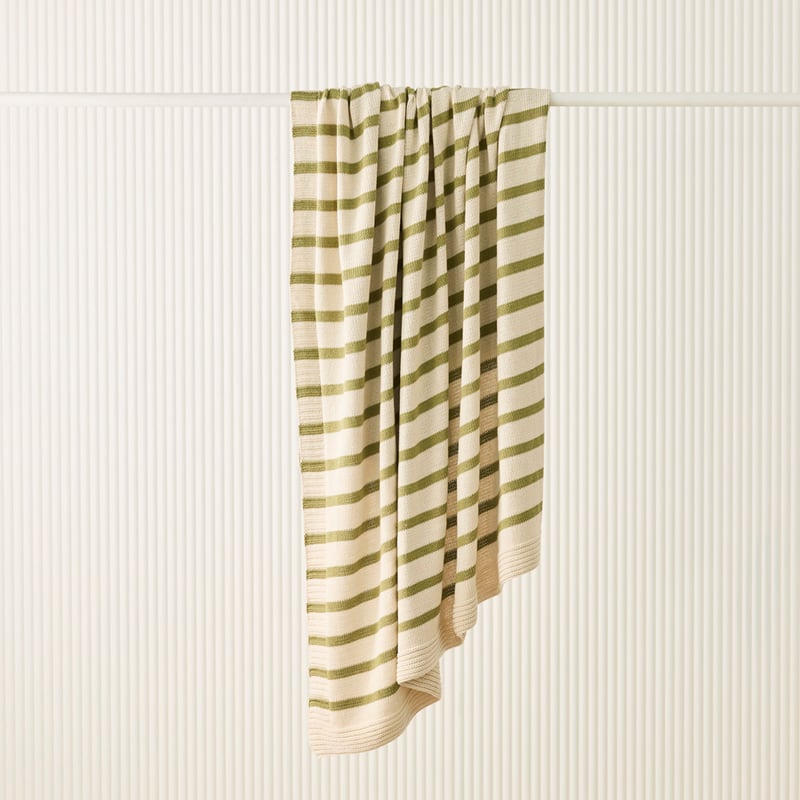 Delia Natural & Green Knit Throw
