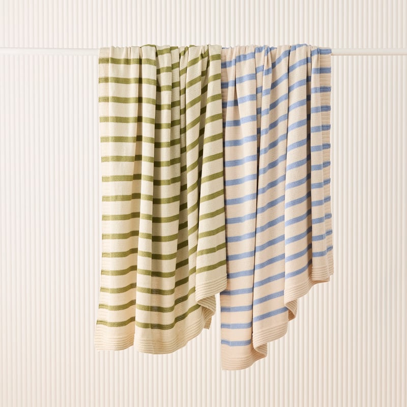 Delia Natural & Green Knit Throw