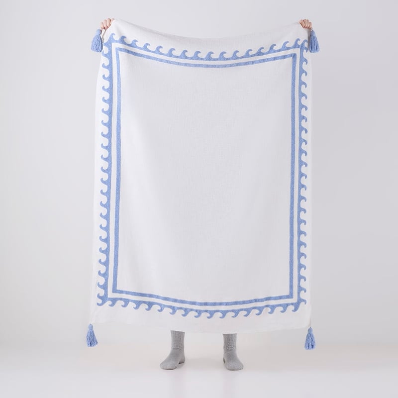 Wave White & Blue Throw