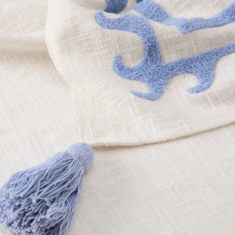 Wave White & Blue Throw