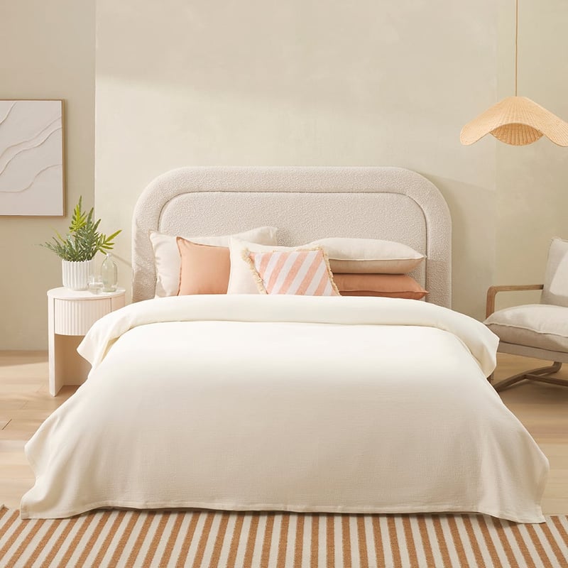 Portofino White Linen Cotton Blanket