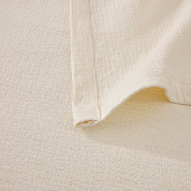 Portofino White Linen Cotton Blanket