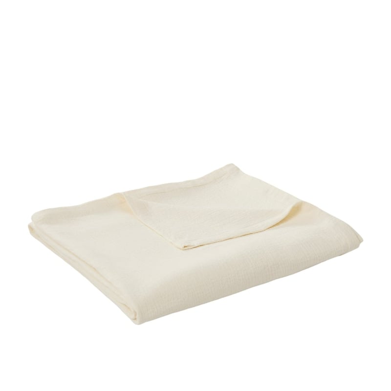 Portofino White Linen Cotton Blanket