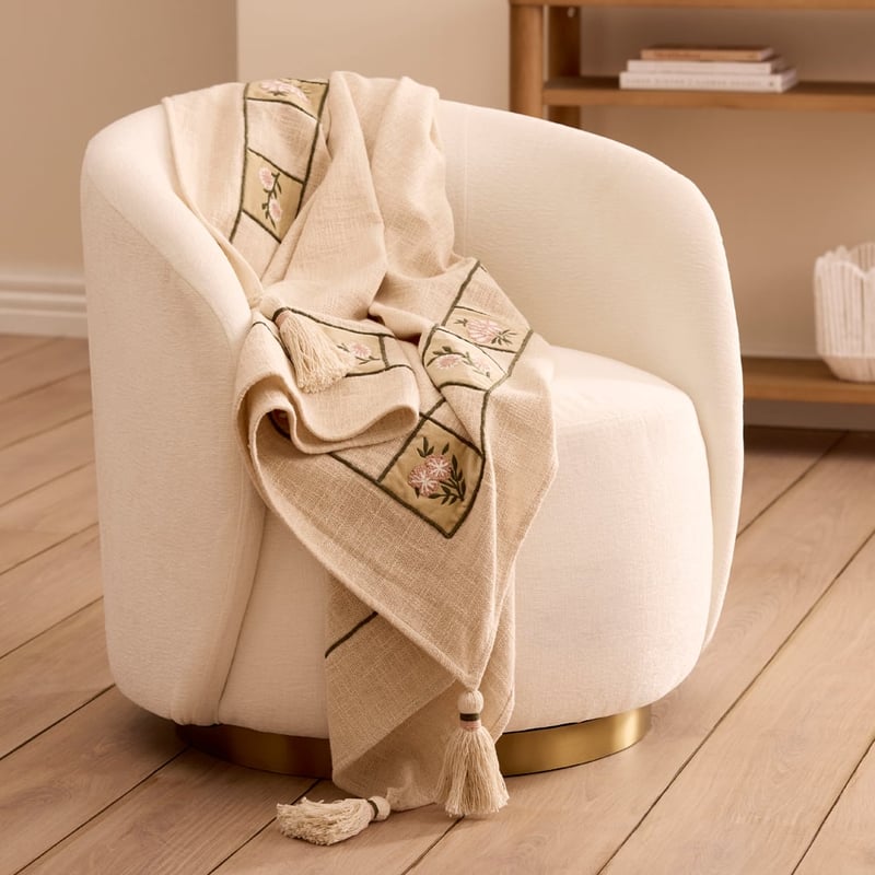 Jesse Floral Pebble & Pink Sand Throw