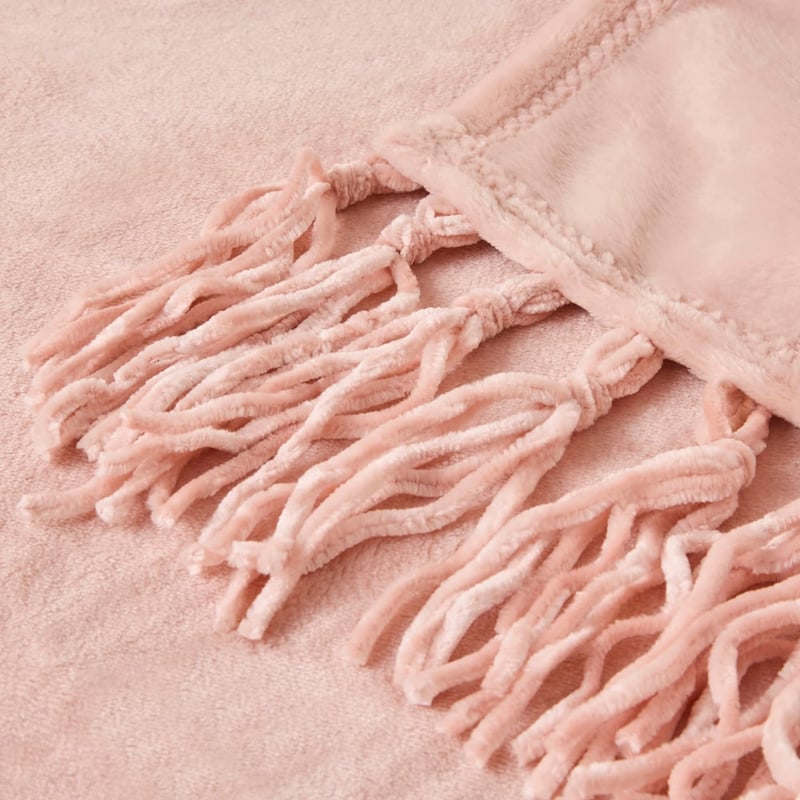 Aspen Blush Fleece Tassel Throw