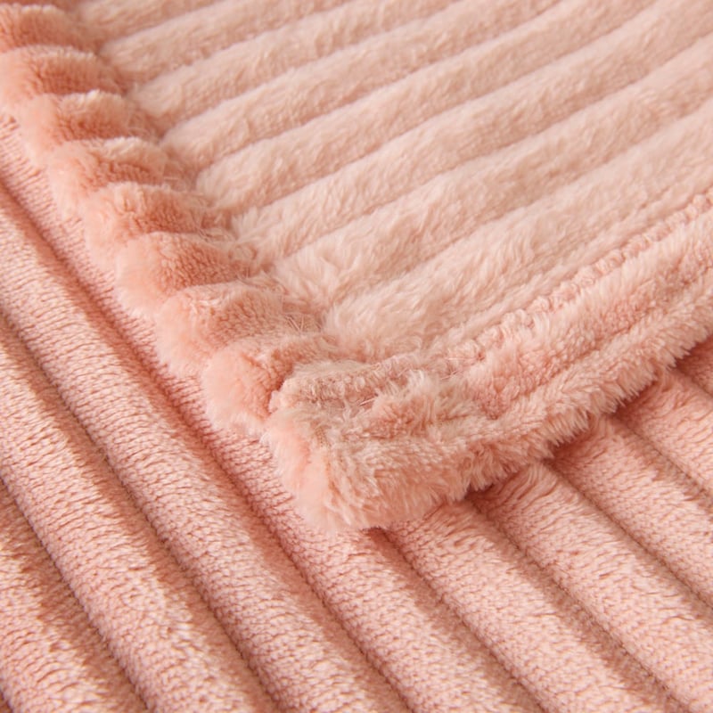 Evan Blush Ribbed Blanket