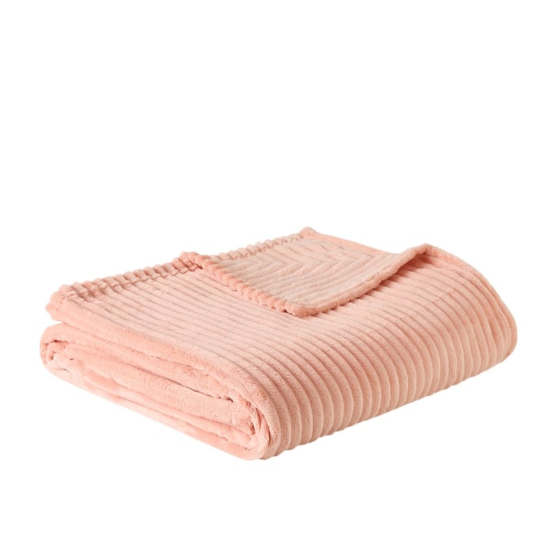 Evan Blush Ribbed Blanket