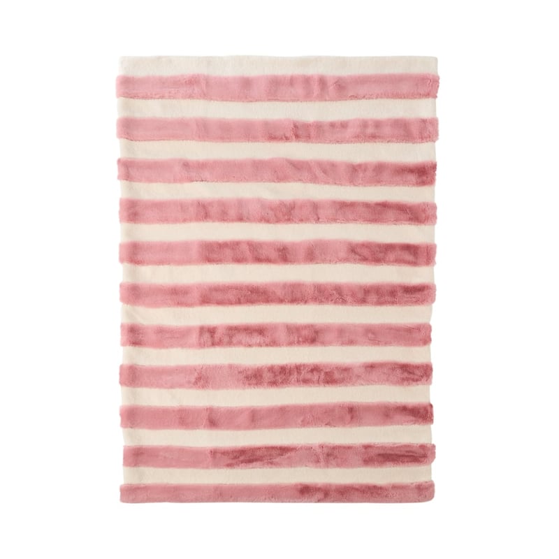 Neve Natural & Pink Stripe Fur Throw