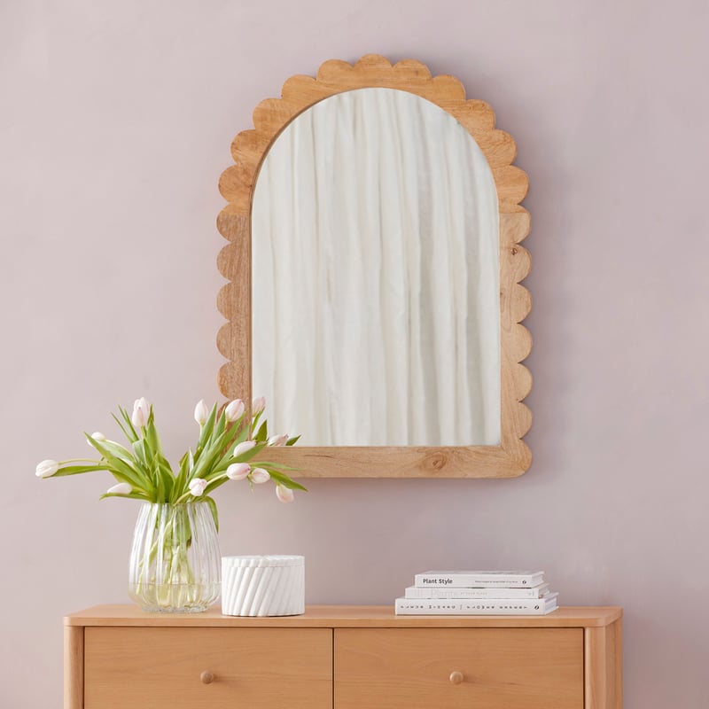 Hazel Natural Wall Arch Scallop Mirror