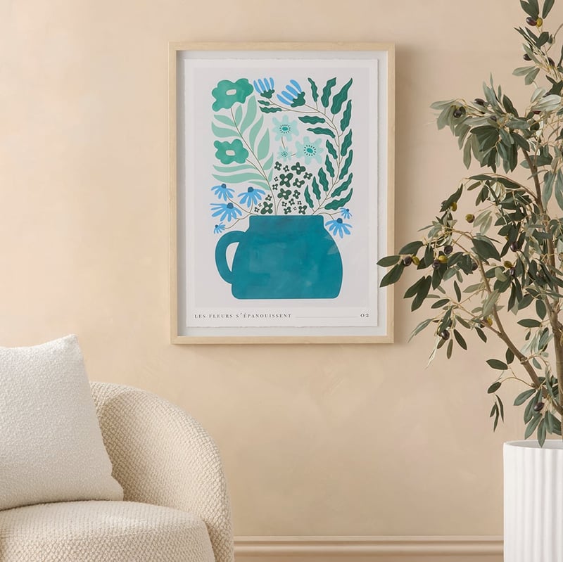 Vintage Les Fleurs Epanouissent Green Wall Art