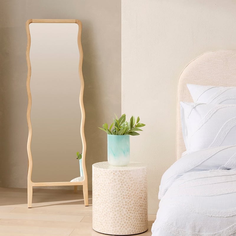 Wavey Natural Floor Mirror
