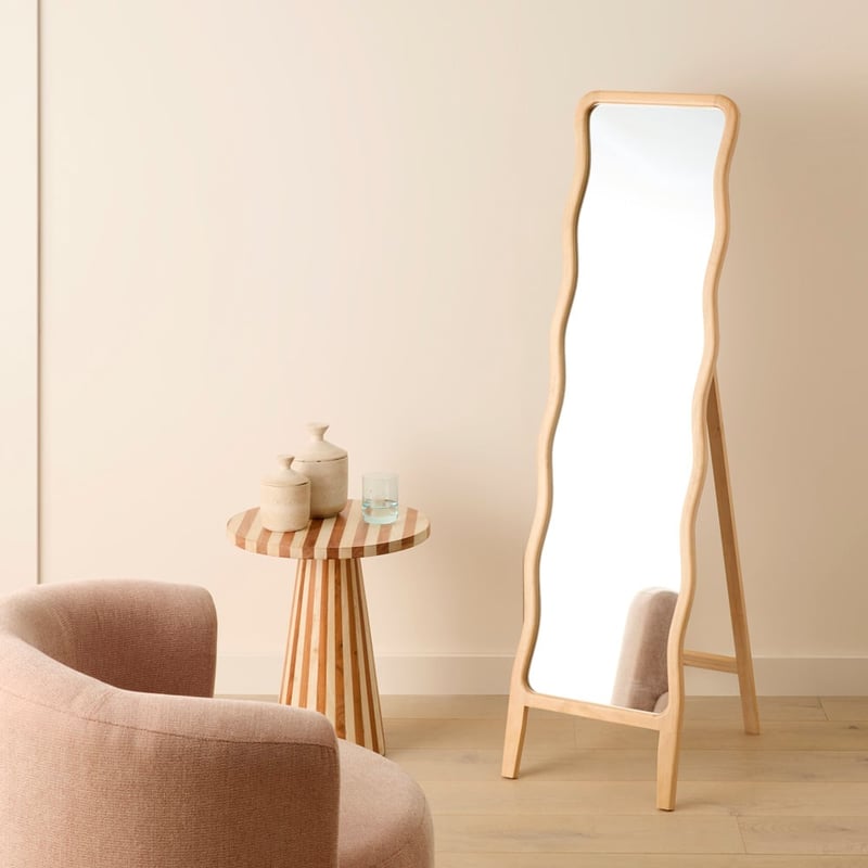 Wavey Natural Floor Mirror