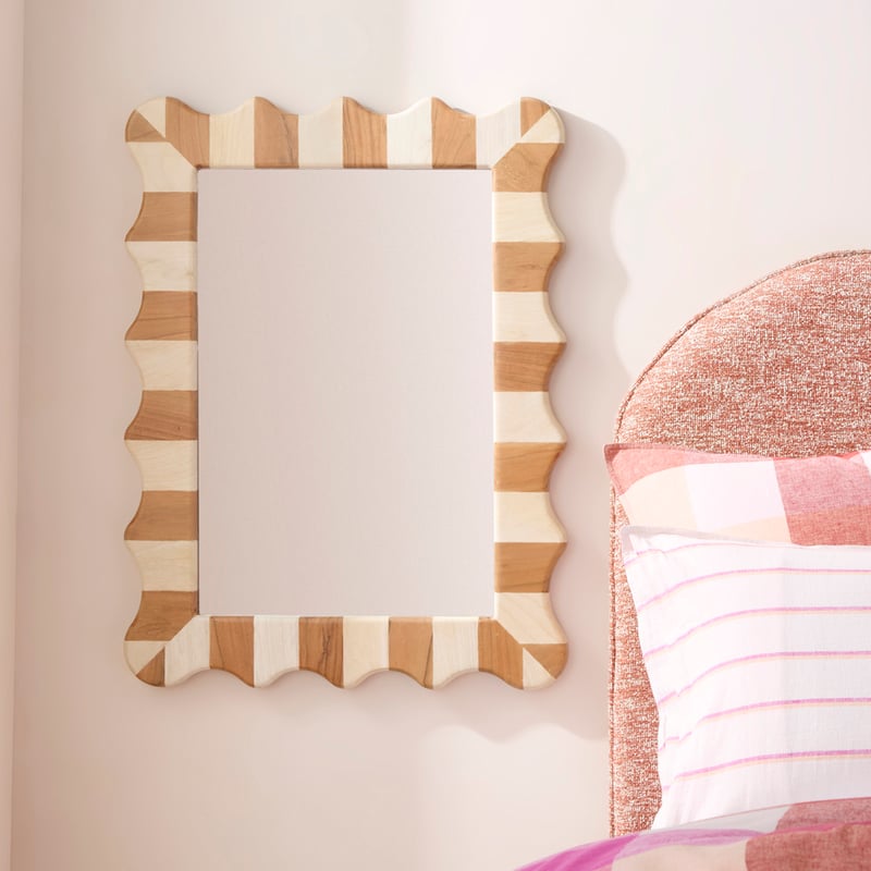 Enzo Natural & Walnut Stripe Wall Mirror