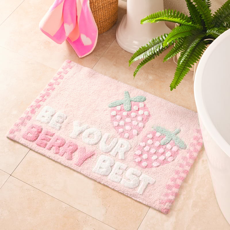 Be Your Berry Best Pink Bath Mat