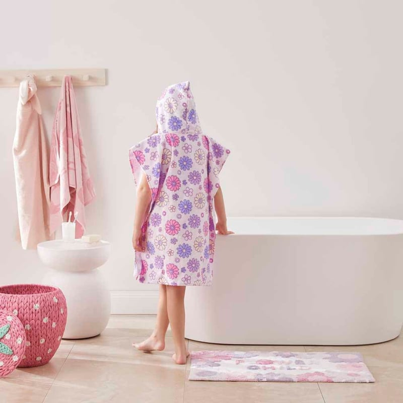Pretty Floral Kids Swim Hooded Towel & Bag