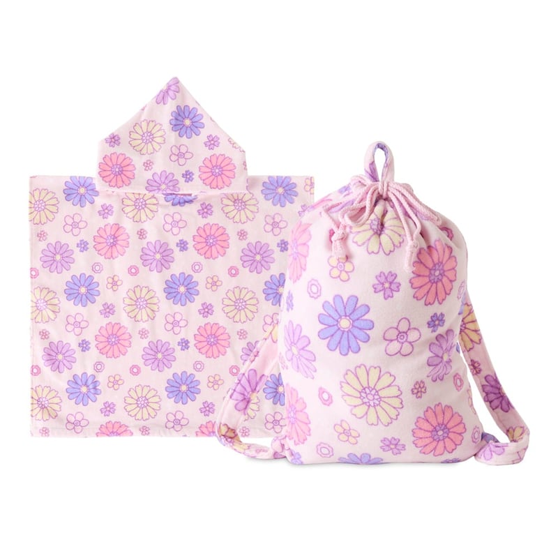 Pretty Floral Kids Swim Hooded Towel & Bag