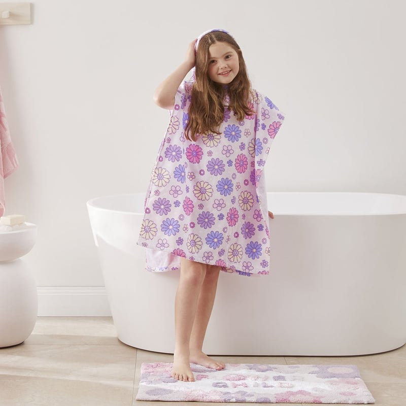 Pretty Floral Kids Swim Hooded Towel & Bag