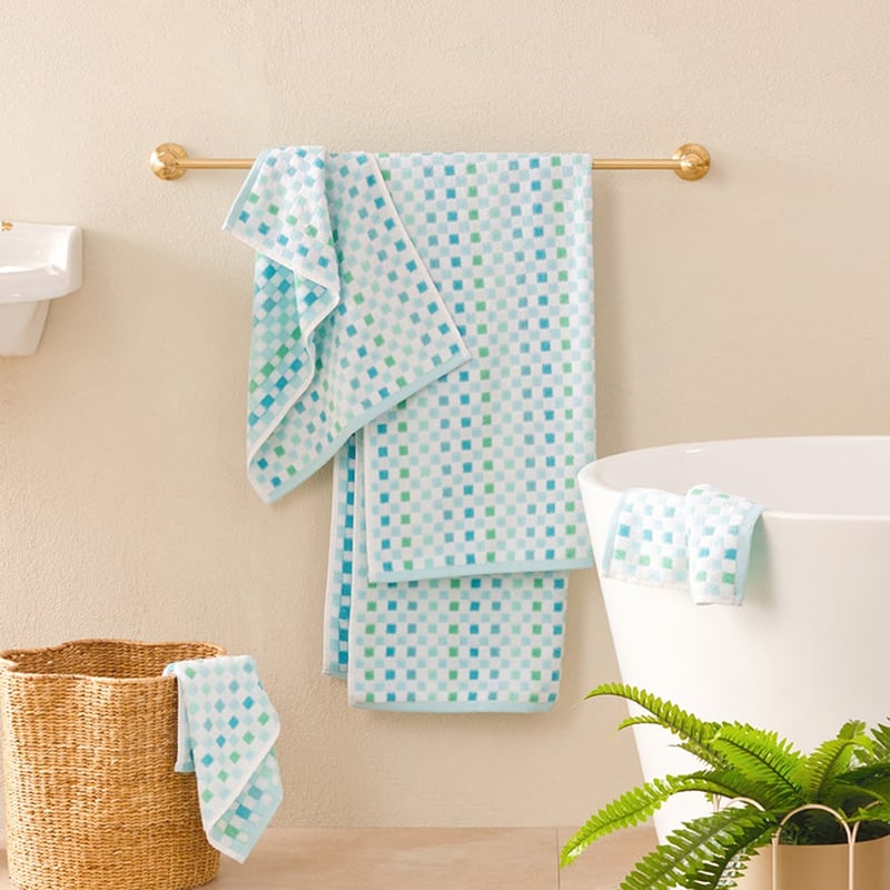 Blue & Green Mini Check Towel Range