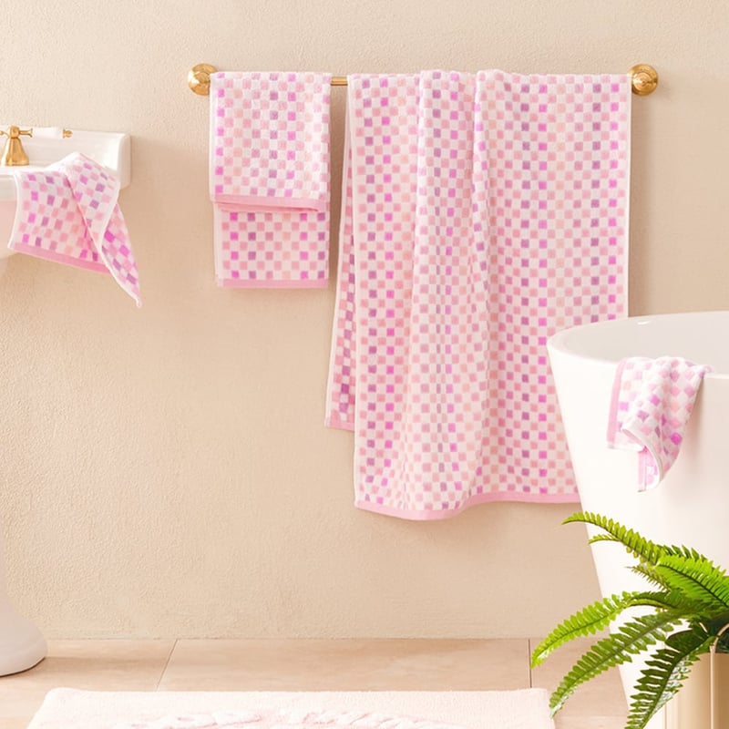 Pink & Lilac Mini Check Towel Range