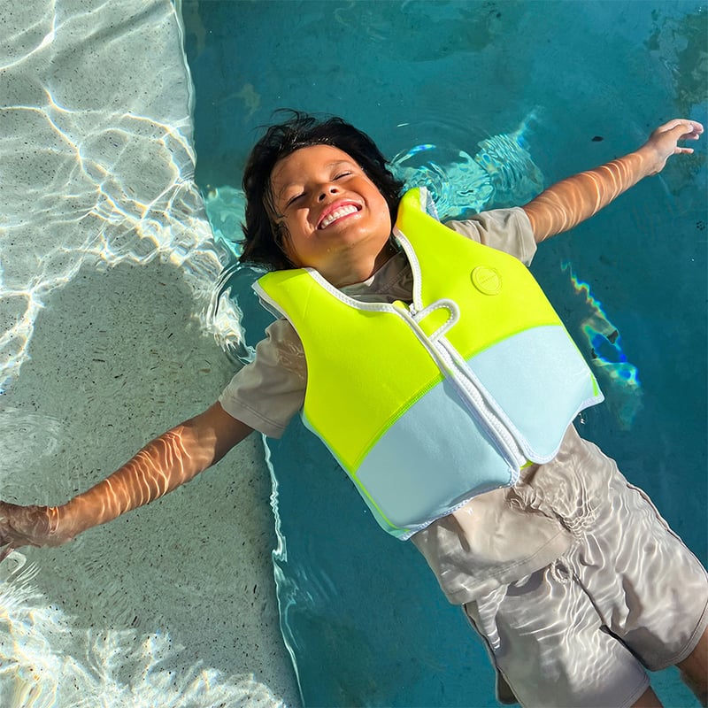 Salty The Shark Aqua Neon Yellow Swim Vest