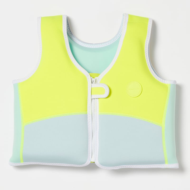 Salty The Shark Aqua Neon Yellow Swim Vest