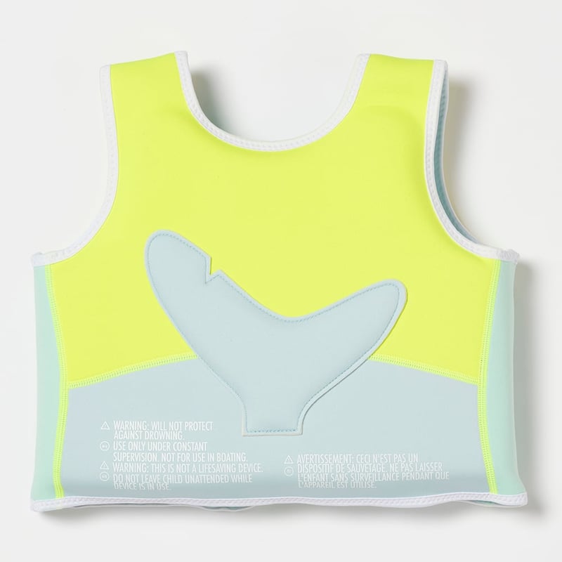 Salty The Shark Aqua Neon Yellow Swim Vest