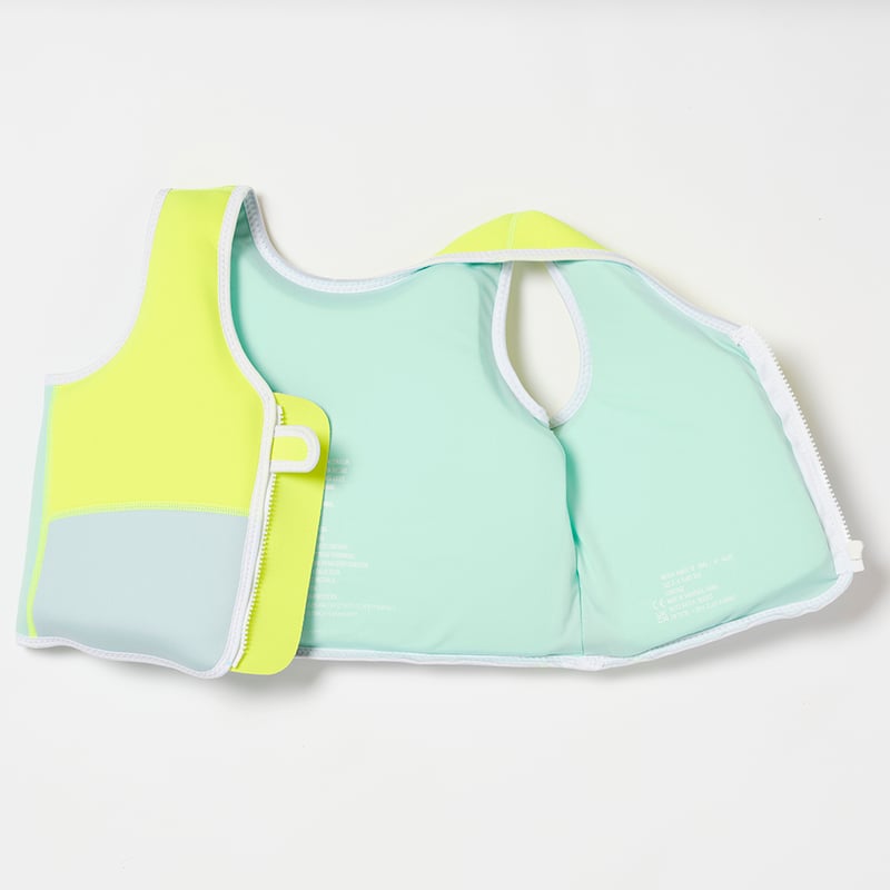 Salty The Shark Aqua Neon Yellow Swim Vest
