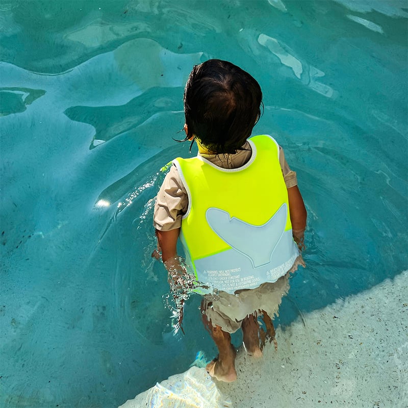 Salty The Shark Aqua Neon Yellow Swim Vest