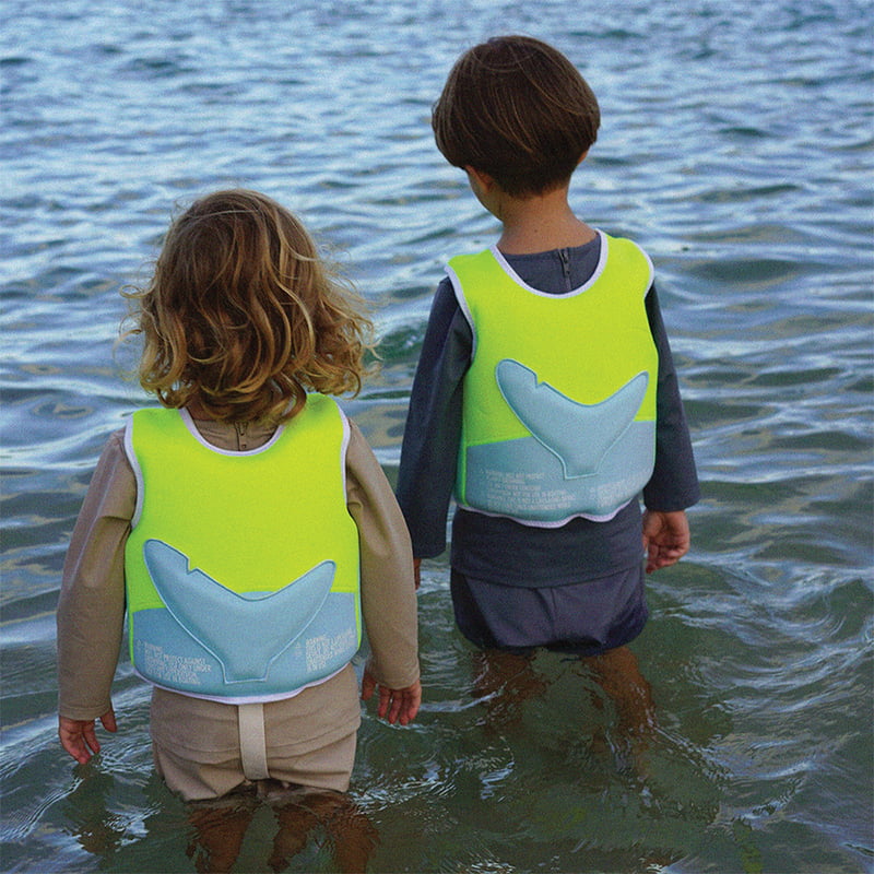 Salty The Shark Aqua Neon Yellow Swim Vest