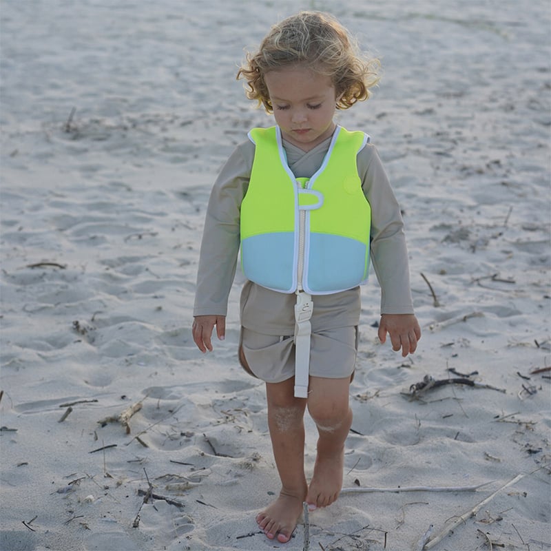 Salty The Shark Aqua Neon Yellow Swim Vest