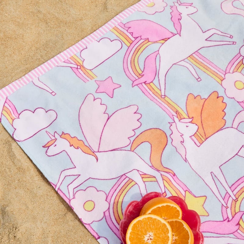 Unicorns & Rainbows Printed Beach Towel