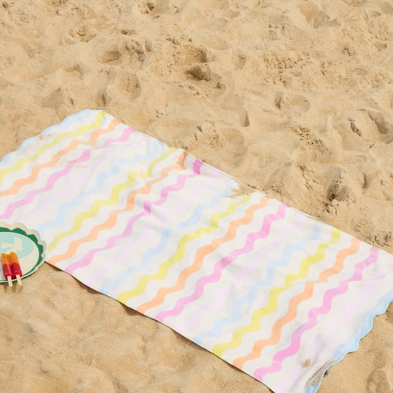Wavey Stripe Printed Beach Towel