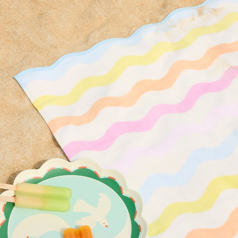 Wavey Stripe Printed Beach Towel