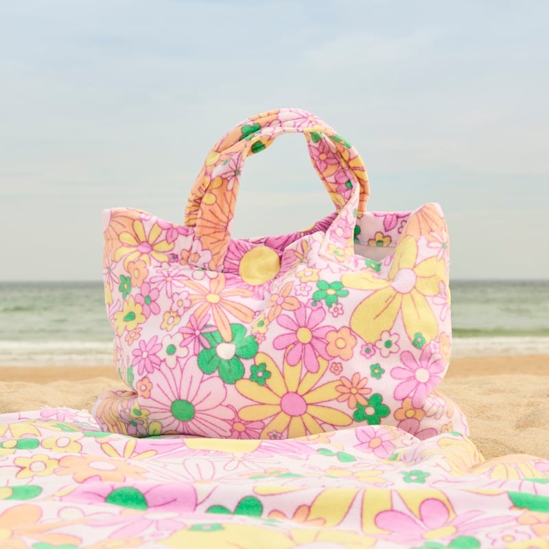 Kids Beach Summer Floral Waterproof Lined Tote Bag