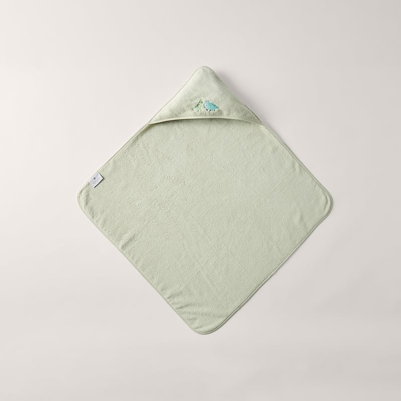 Australian Cotton Soft Sage Dino Hooded Towel