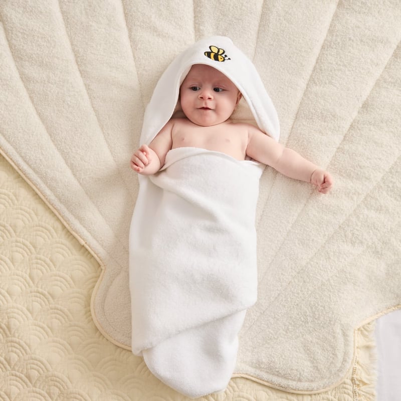 Australian Cotton White Bee Hooded Towel
