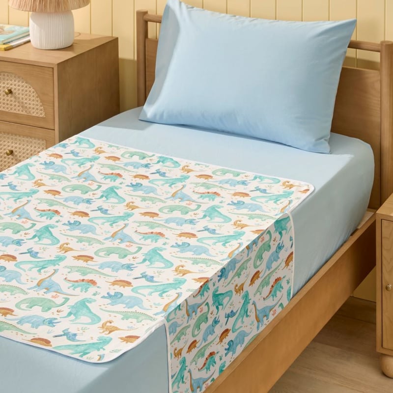 Kids Bed Waterproof Dino Top Sheet Protector 2pk