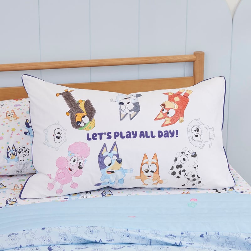 BBC Bluey & Friends Organic Cotton Text Pillowcase 