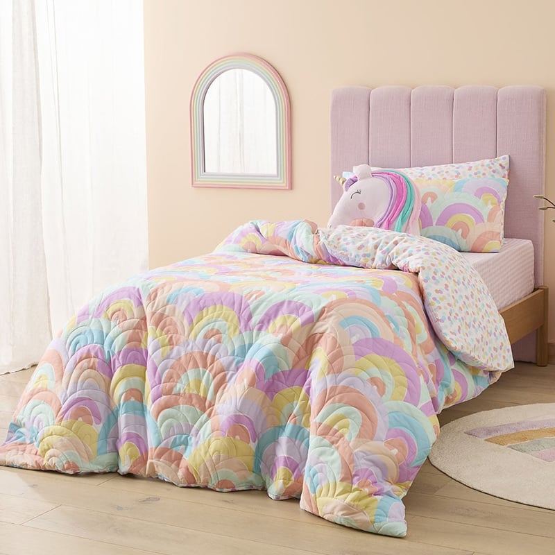 Rainbow Burst Pastel Quilted Quilt Cover Set
