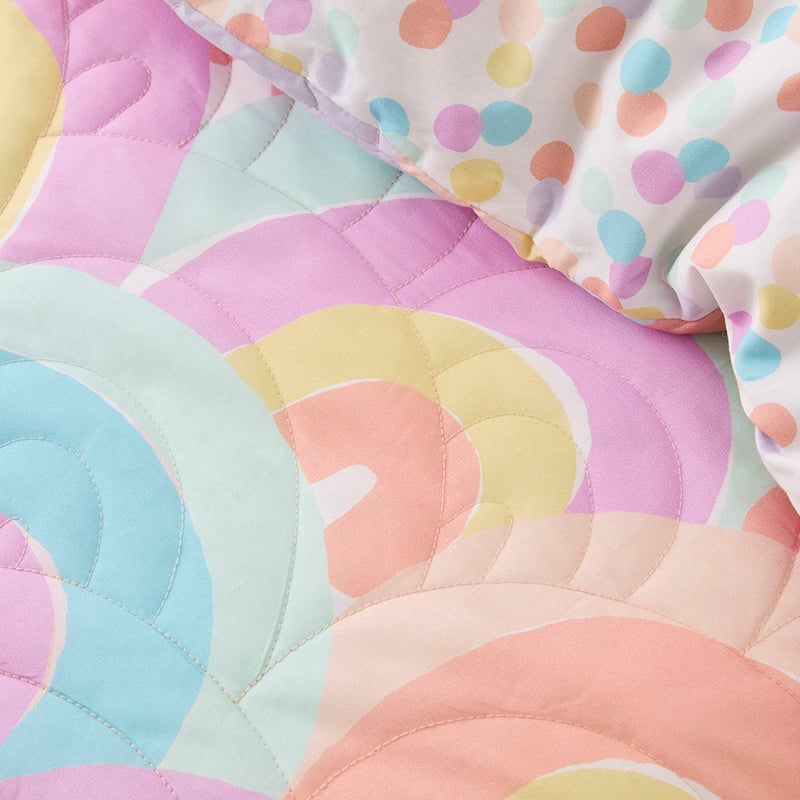 Rainbow Burst Pastel Quilted Quilt Cover Set