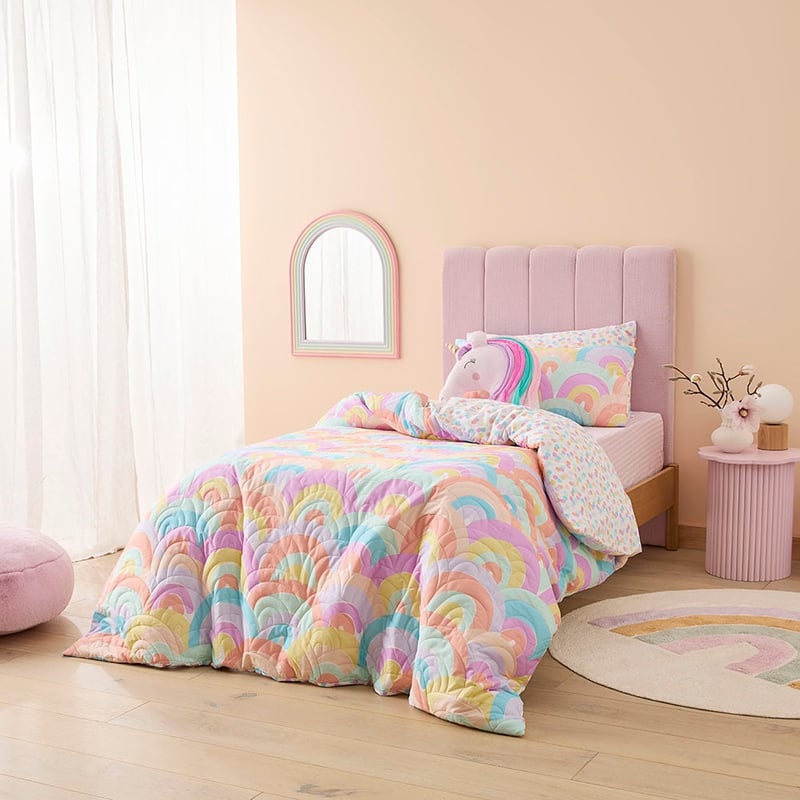 Rainbow Burst Pastel Quilted Quilt Cover Set