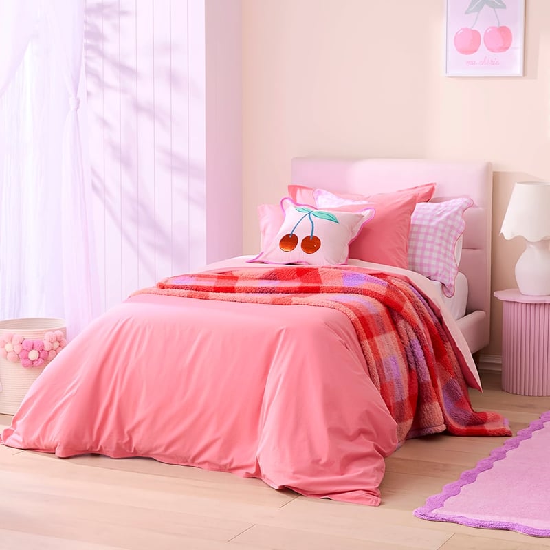 Stonewashed Pink Coral Quilt Cover Set