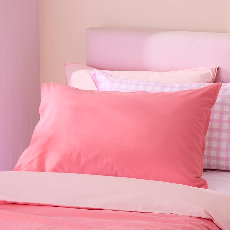 Stonewashed Pink Coral Quilt Cover Set