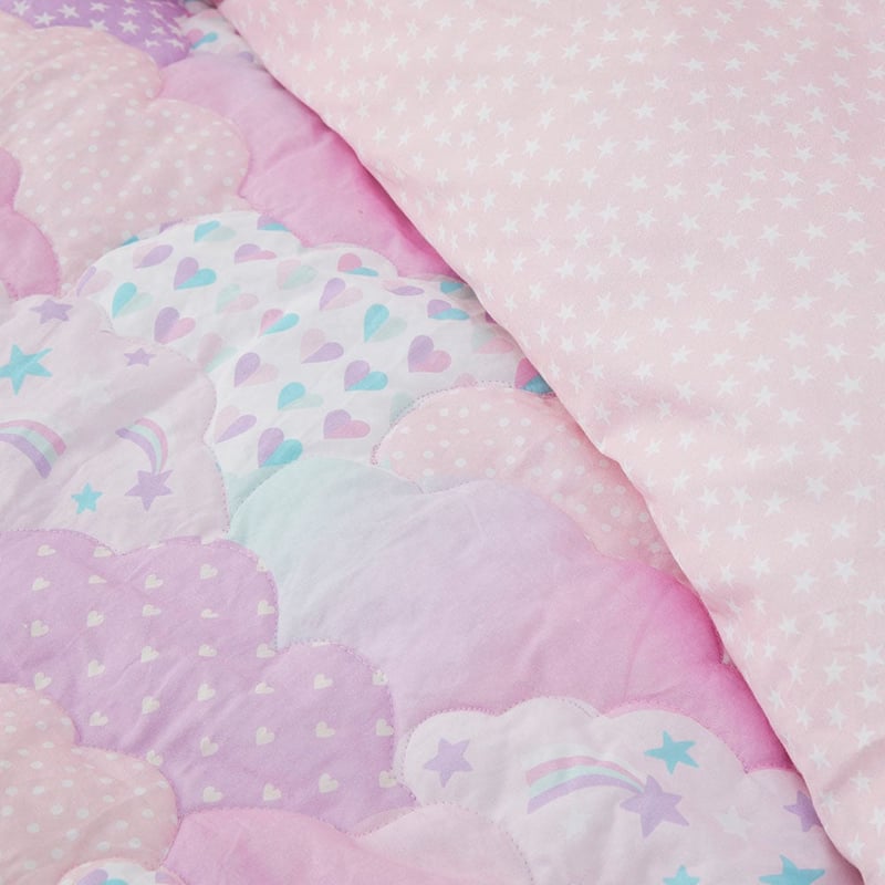 Sleep In The Clouds Lilac Quilted Quilt Cover Set