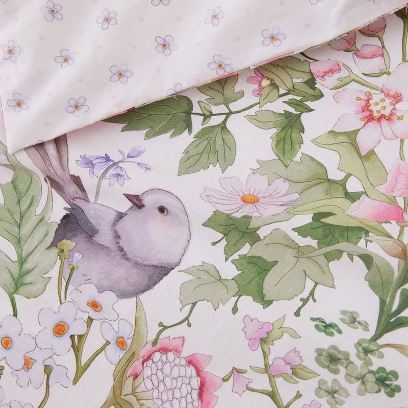 Fleur Harris Woodlands Springtime White Cot Quilt Cover Set