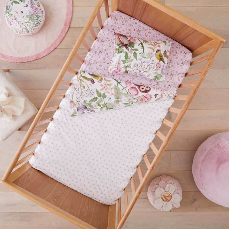 Fleur Harris Woodlands Springtime White Cot Quilt Cover Set