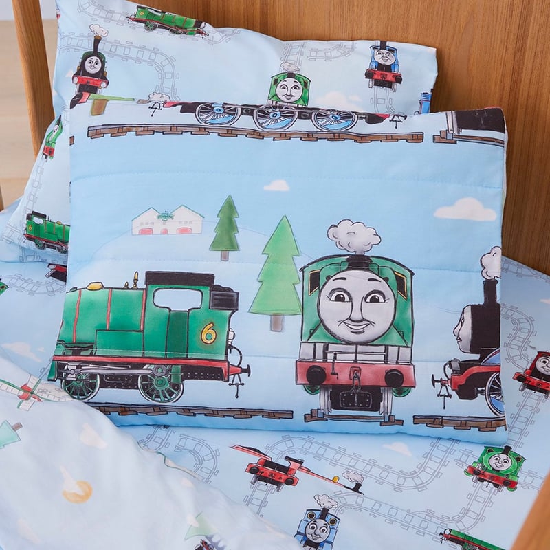 Mattel Thomas The Tank Engine Blue Cot Quilted Quilt Cover Set