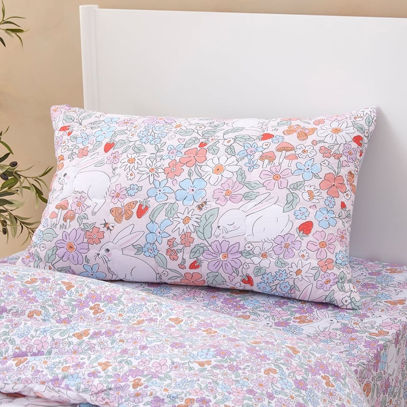 Bouncing Bunnies Blush Quilted Jersey Quilt Cover Set